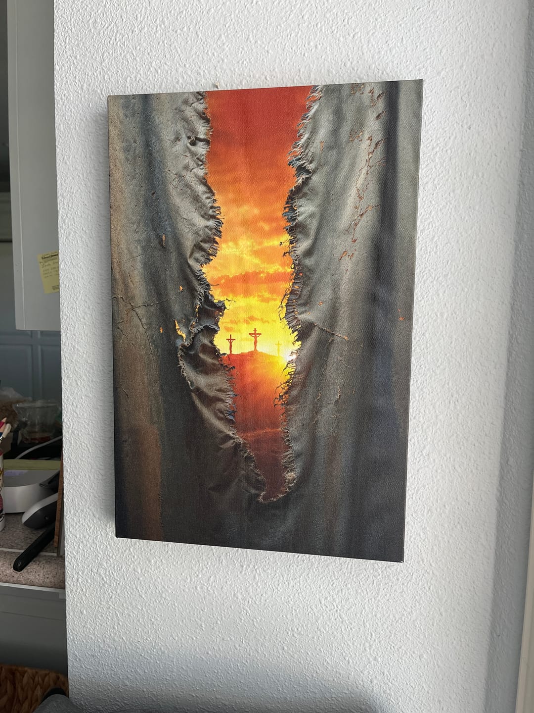 Customer photo review of The Veil Was Torn at Jesus' Crucifixion - Christian Wall Art Canvas