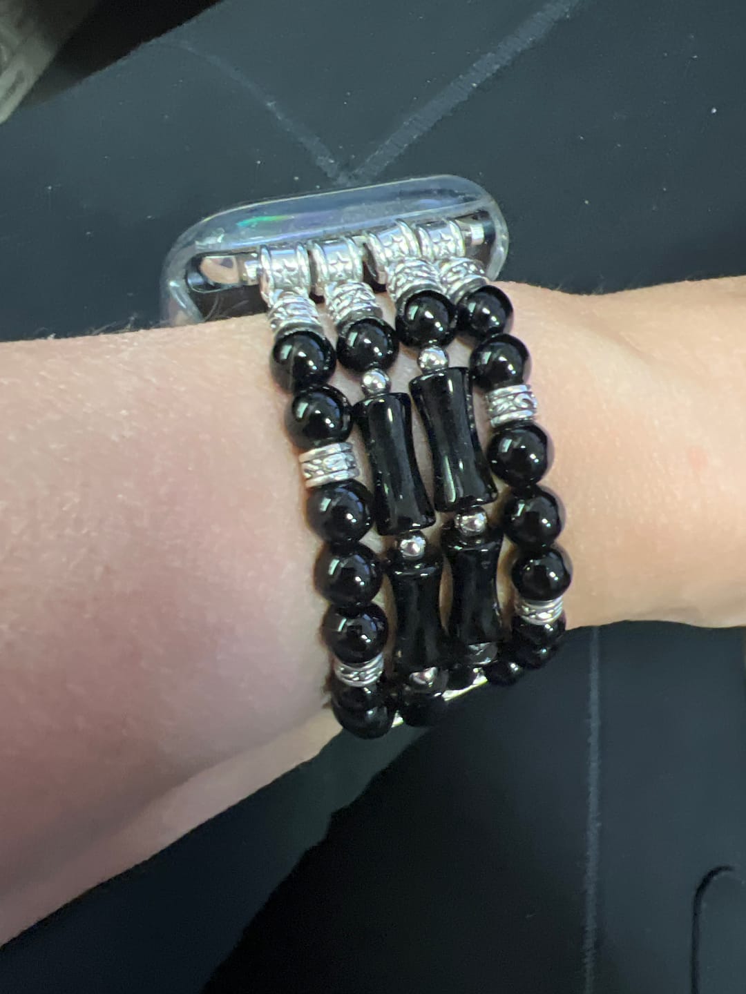 Customer photo review of Moonlight Agate Stretch Apple Watch Strap