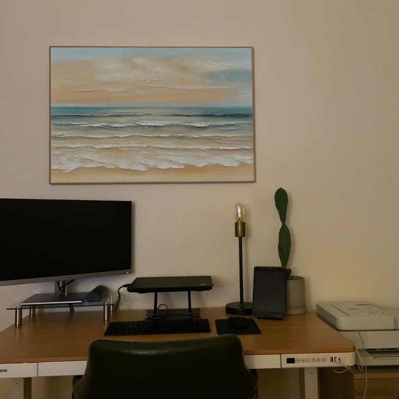 Customer photo review of Colorful Abstract Ocean and Sky Textured Canvas Art #OC008
