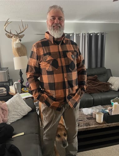 Customer photo review of HD-57 Flex Flannel Whiskey/ Black