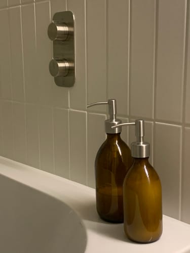 Customer photo review of Amber Glass Bottle with Metal Pump