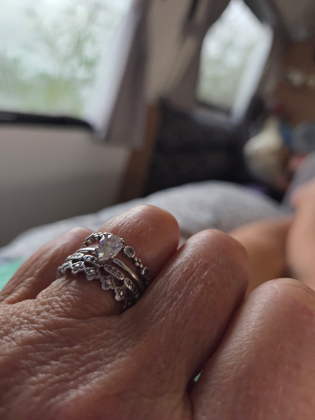 Customer photo review of Pear Sapphire Band Ring