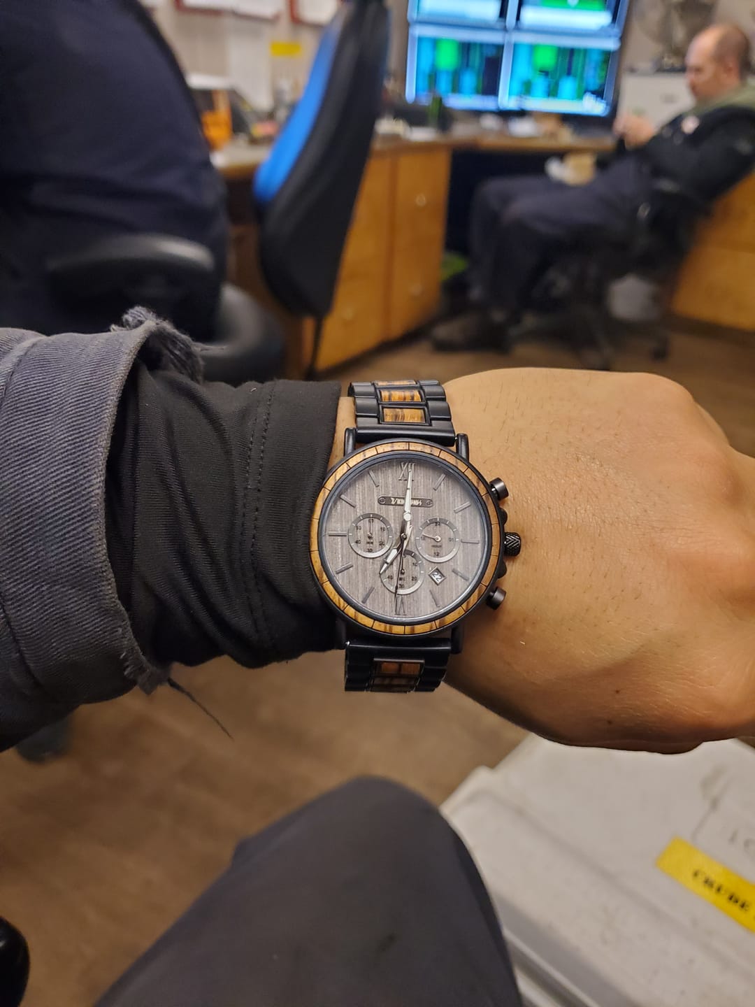 Customer photo review of Men’s Engraved Wood Watch
