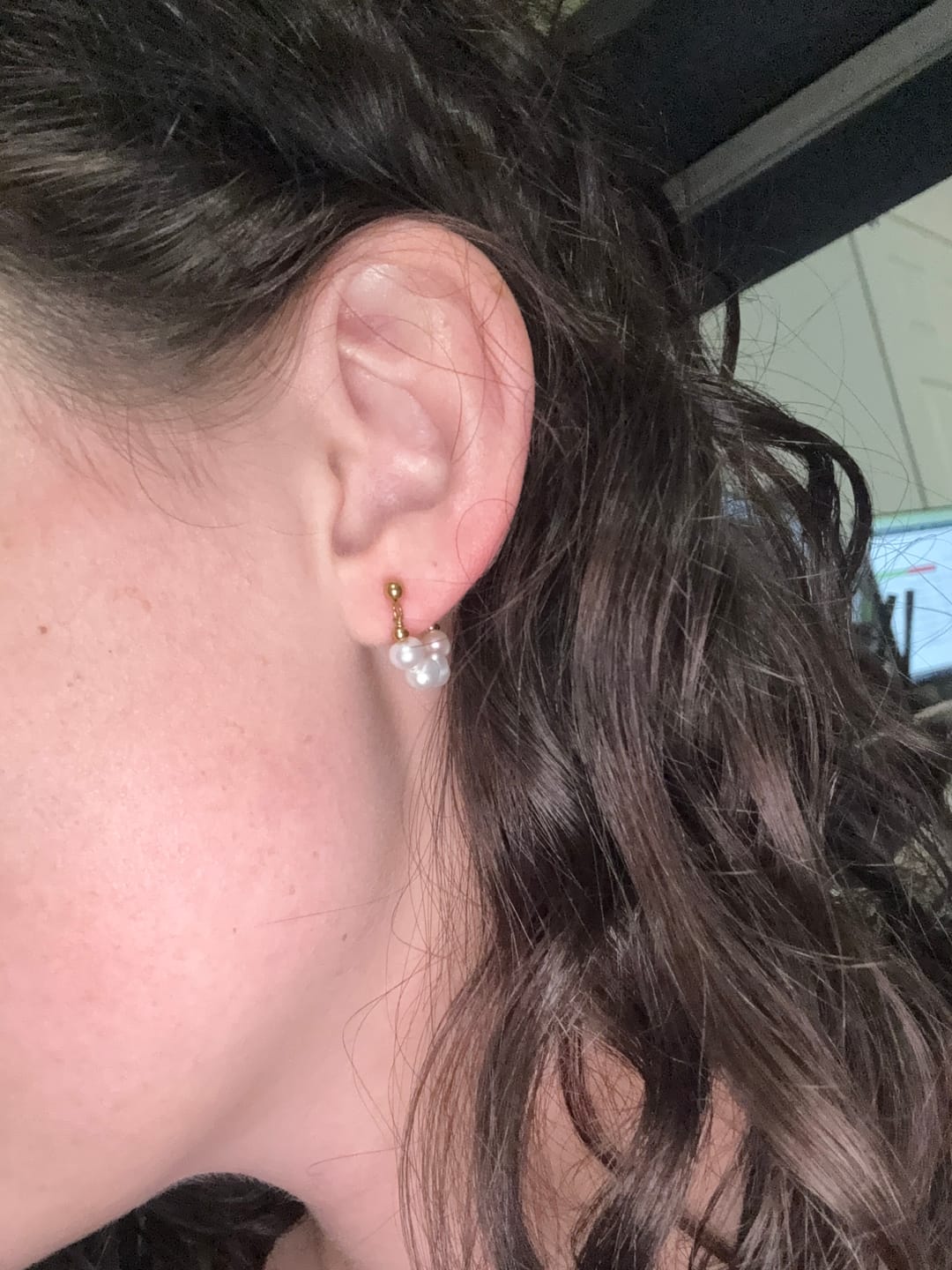Customer photo review of Celine Pearl Hoop Earrings