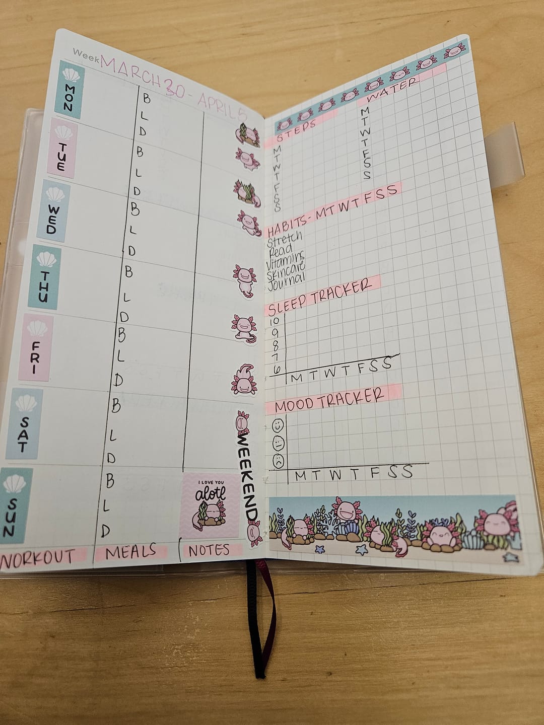 Customer photo review of Happy Axolotl Theme Hobonichi Weeks Kit