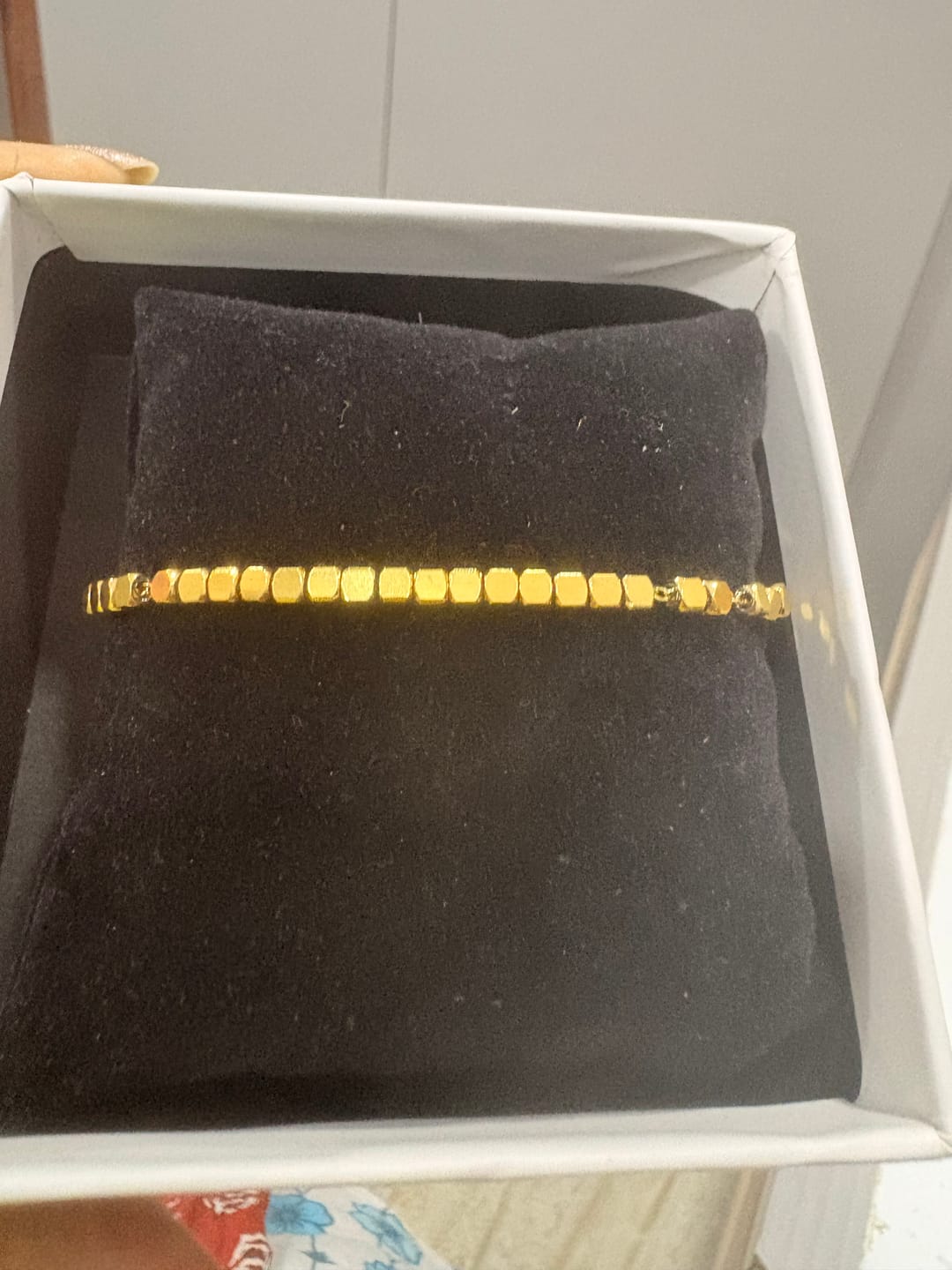 Customer photo review of Gold Cube Chain Bracelet