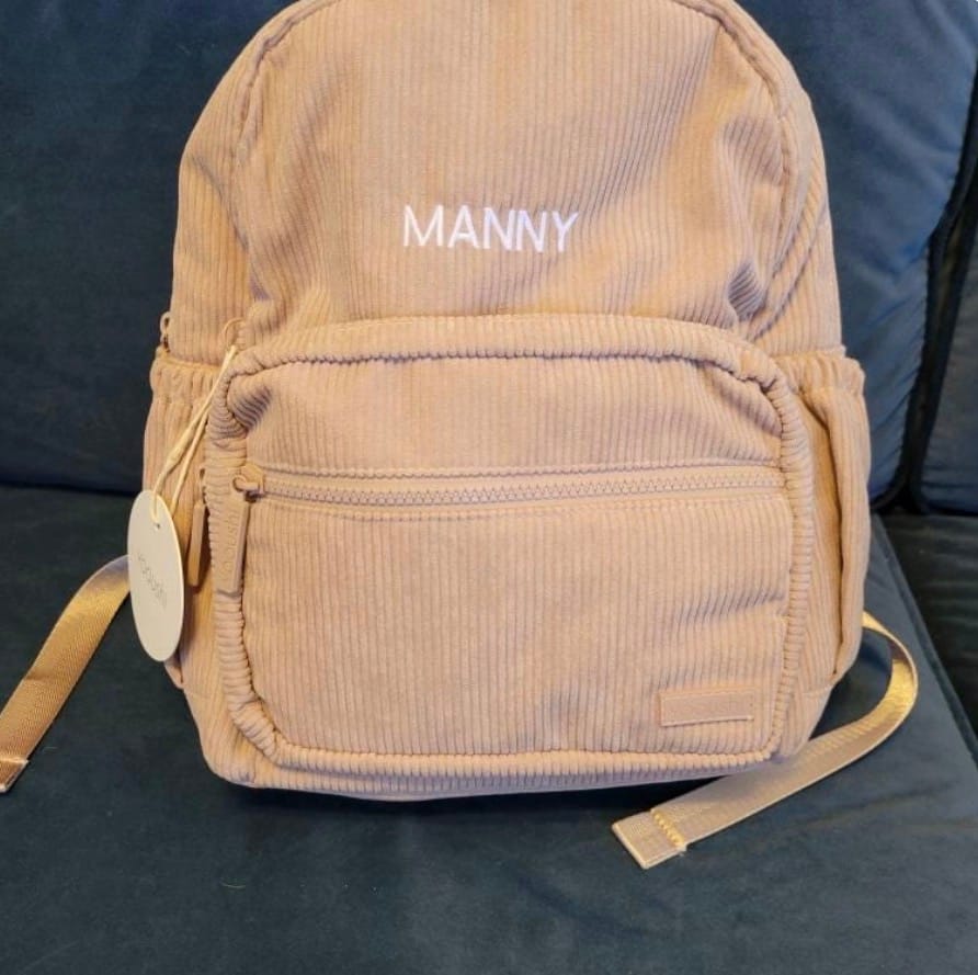 Customer photo review of Yooushi® Corduroy Backpack – Iced Latte