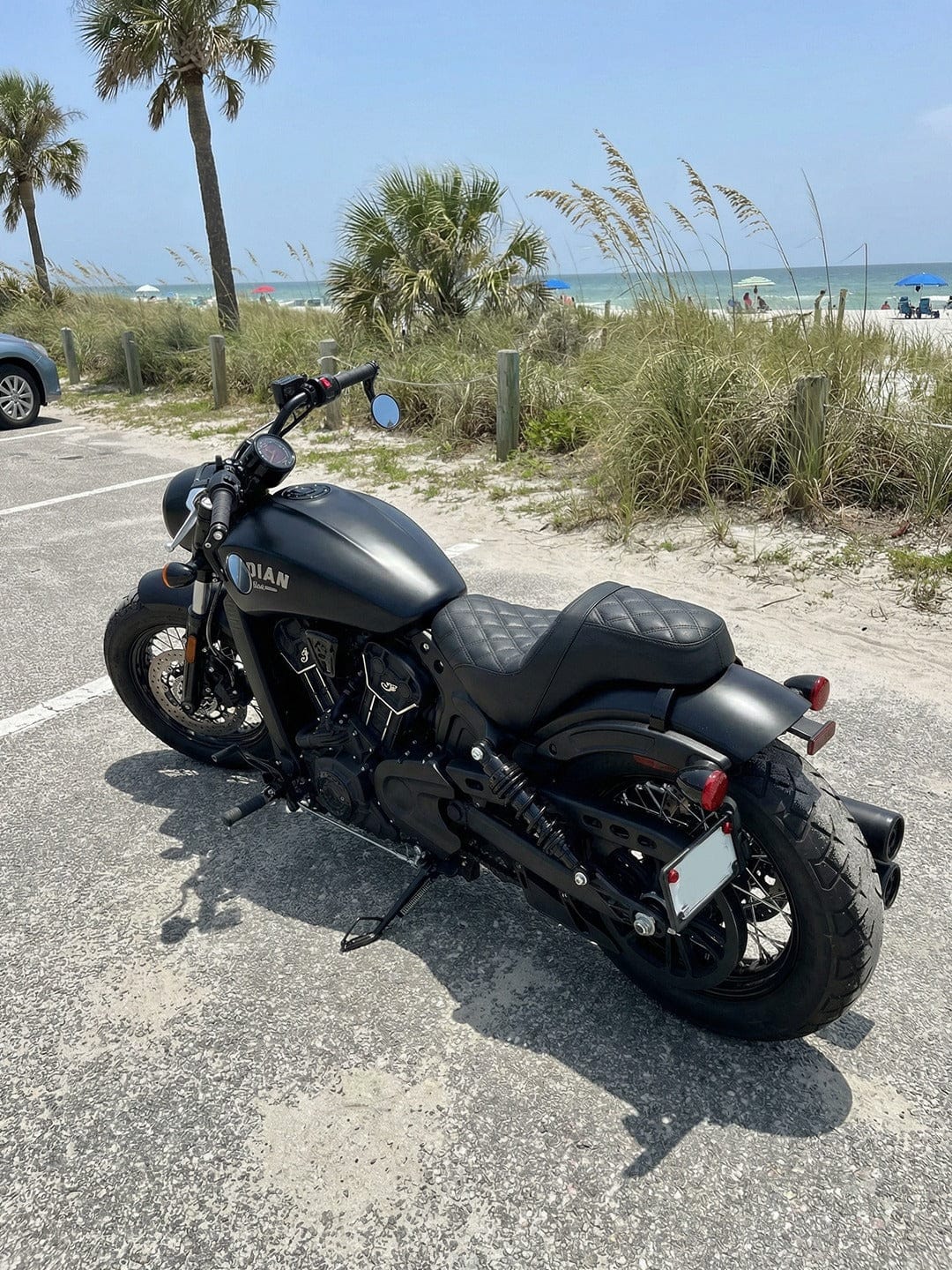 Customer photo review of Iron Born Diamond Stitch Indian Scout Bobber 2-Up Seat Black