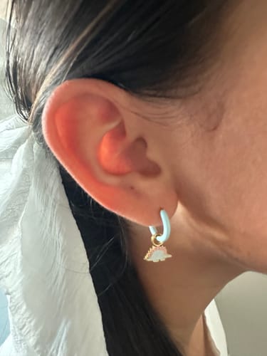 Customer photo review of Colored Huggies Earrings