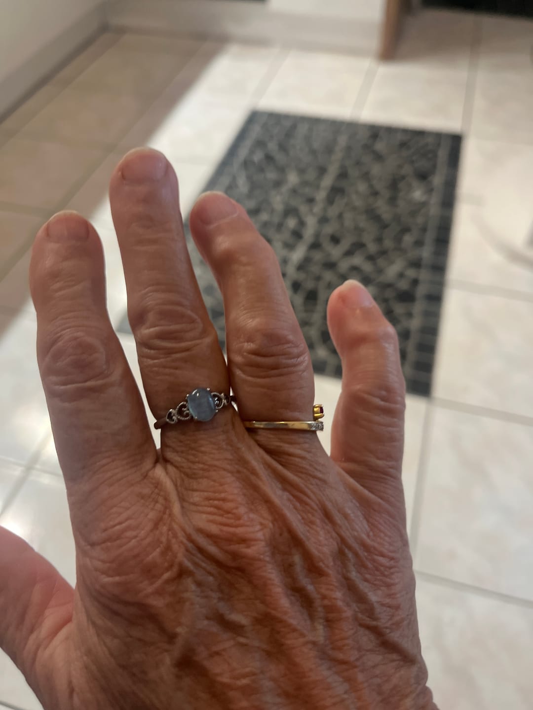 Customer photo review of Bague Ajustable "Cristal de Mer" en Aigue-Marine