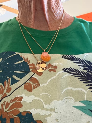 Customer photo review of 14k Gold Sunrise Shell Necklace