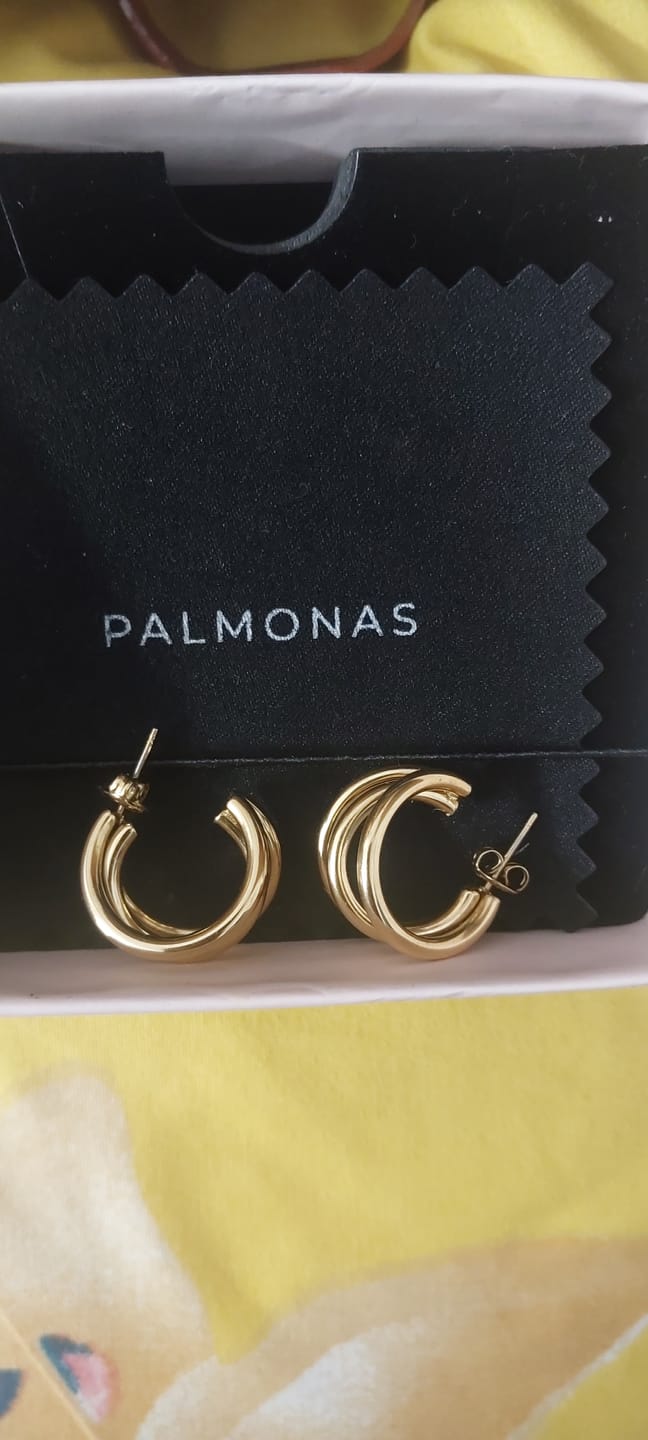 Customer photo review of Triple Circle Hoop Earrings