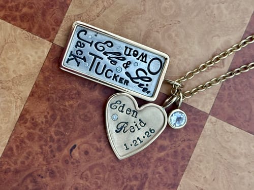 Customer photo review of Baby Stats Heart Charm