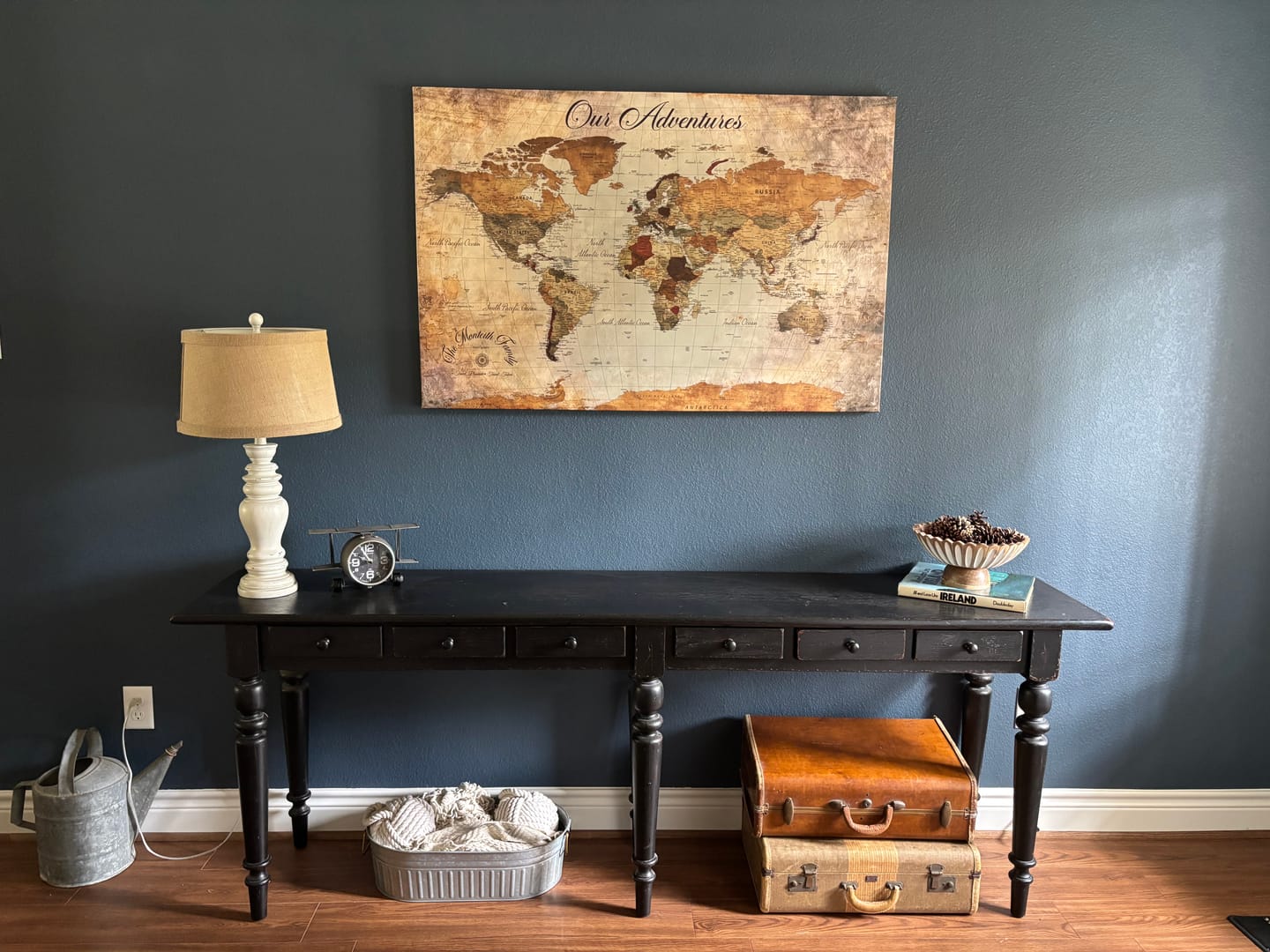 Customer photo review of Customized Push Pin World Map Wall Art Canvas Print with Pins, Personalized Travel Tracker Map