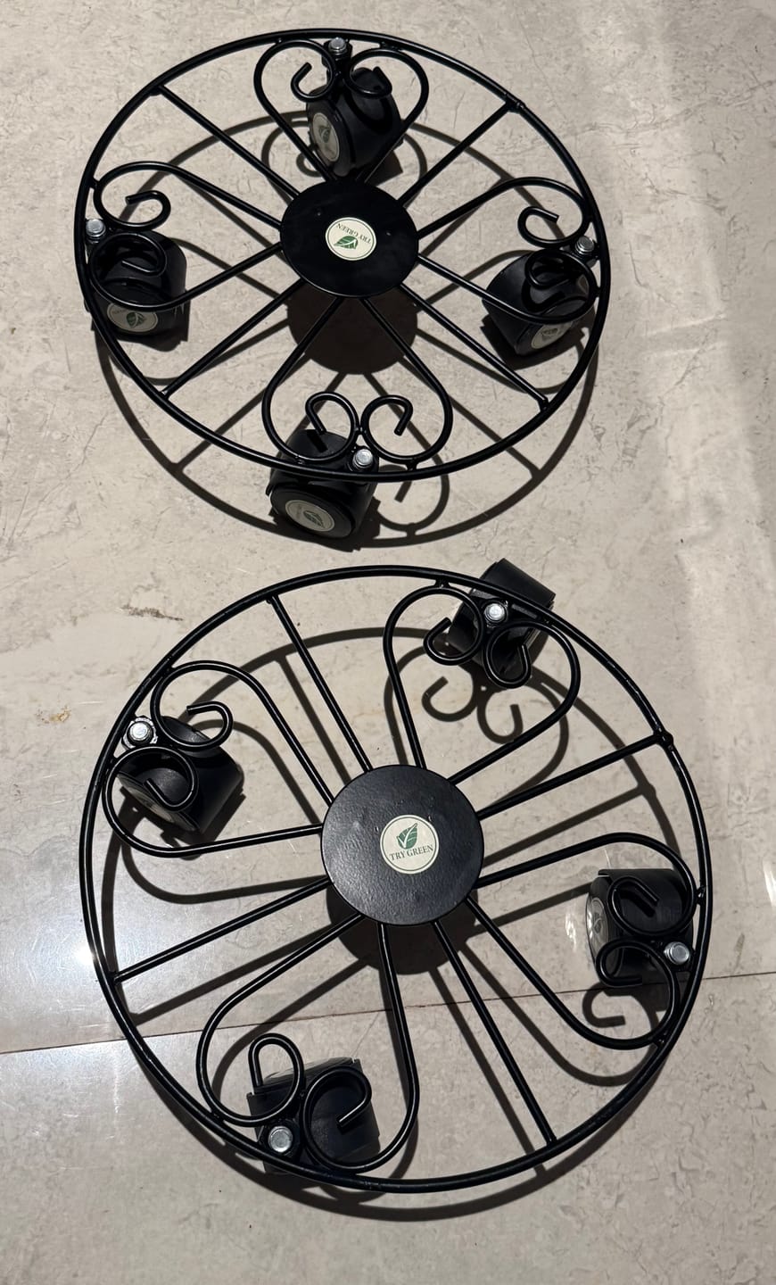 Customer photo review of TryGreen Luna Wheel Rolling Plant Stand for Planters