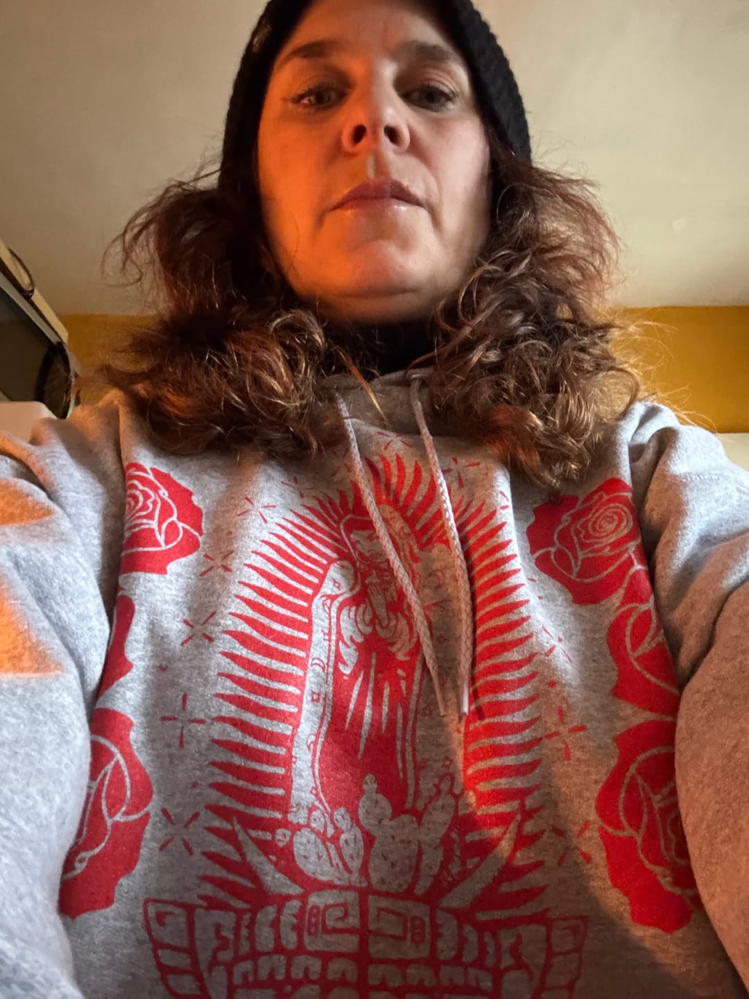 Customer photo review of Unisex Gray Guadalupana Hoodie