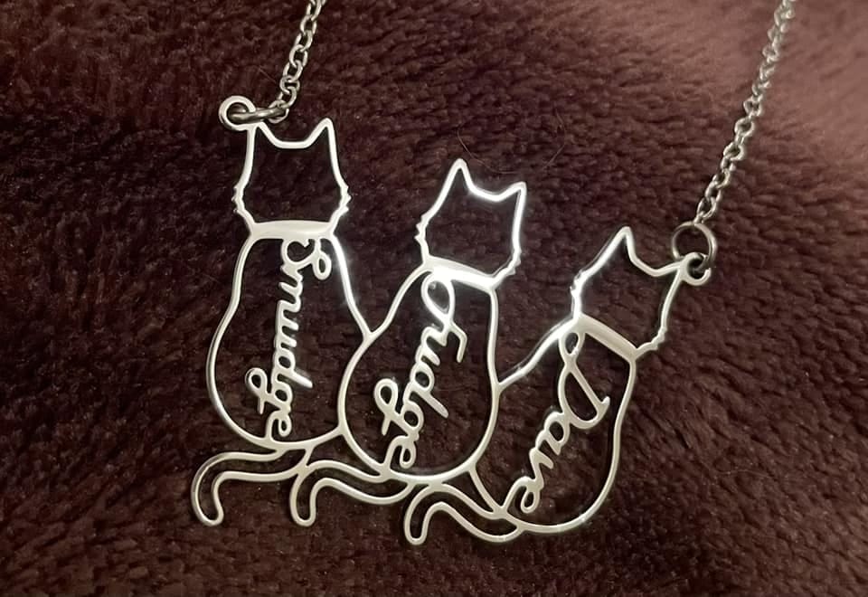 Customer photo review of Collar personalizado con nombre de gato