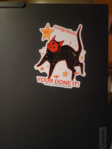 Customer photo review of Orion The Black Cat Congrations, Vinyl Sticker