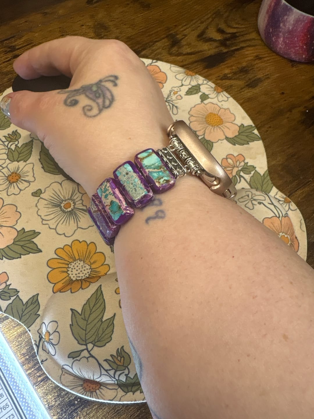 Customer photo review of Majestic Tibetan Jasper Stretch Apple Watch Strap