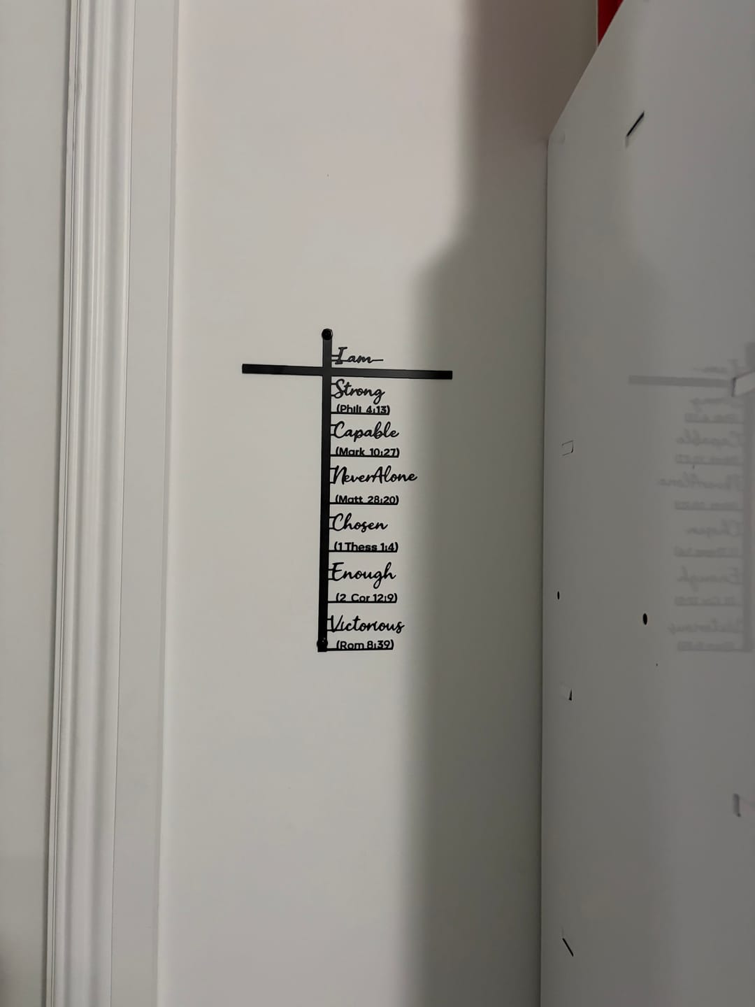 Customer photo review of Christianartworkshop Biblical Verse Cross Metal Wall Decor: Daily Faith Reminder