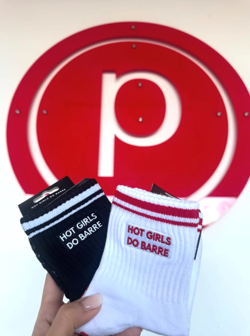 Customer photo review of Hot Girls Do BARRE Socks - White/Red