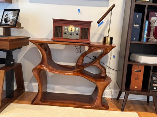 Customer photo review of Mid Century Record Stand Vinyl Storage Solution
