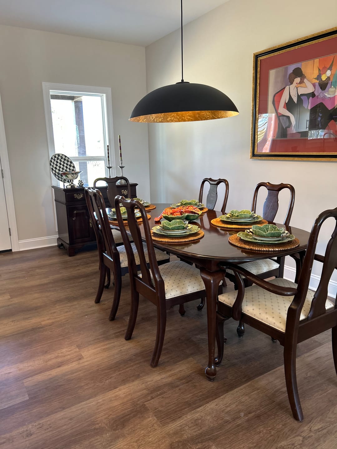 Customer photo review of Scandinavian Retro Oversized Black Gold Flat Dome Metal Pendant
