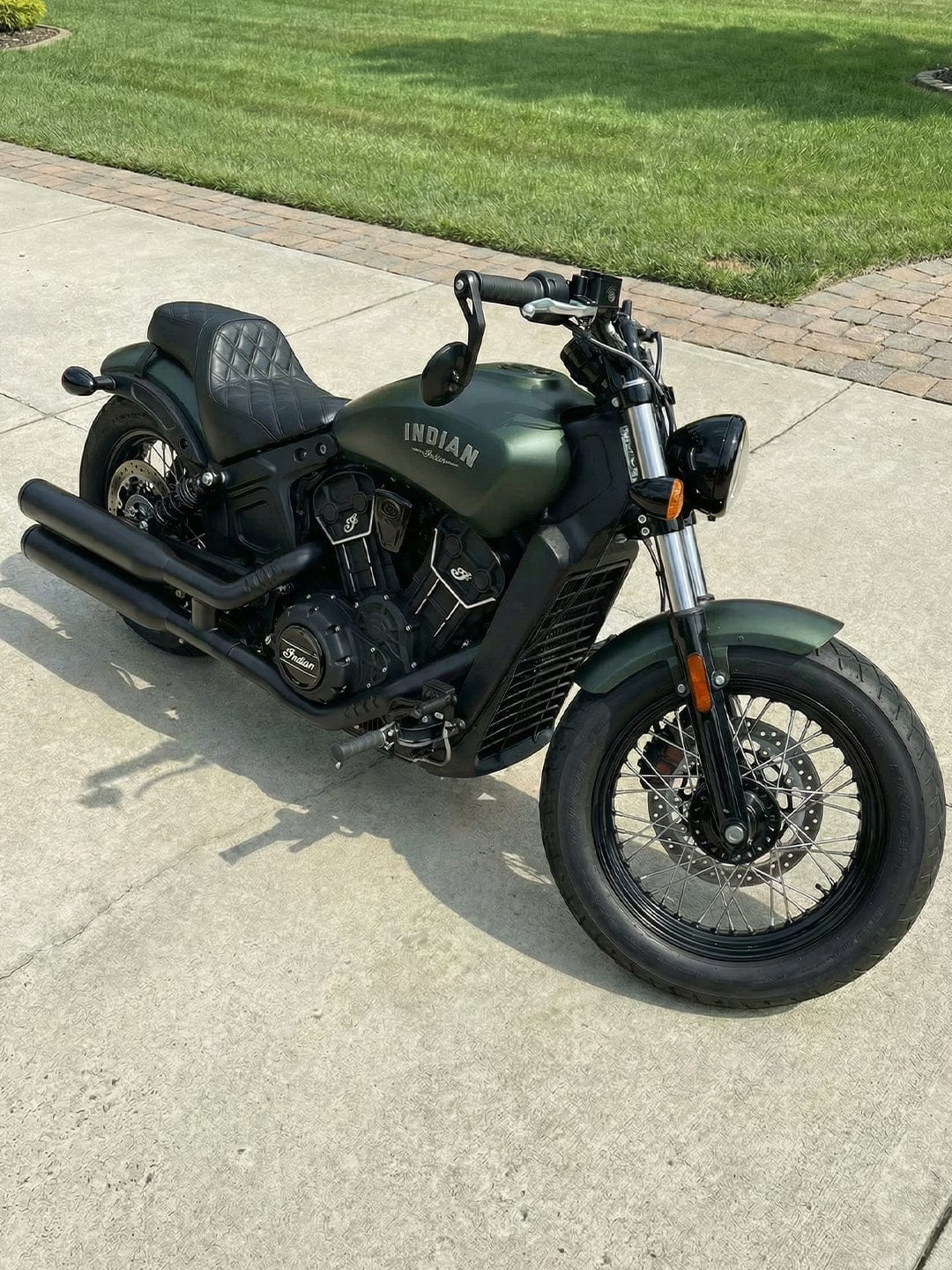 Customer photo review of Iron Born Diamond Stitch Indian Scout Bobber 2-Up Seat Black