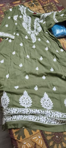 Customer photo review of Women's Lucknowi Handcrafted Modal Cotton Chikankari Anarkali Dress - HONC0303897