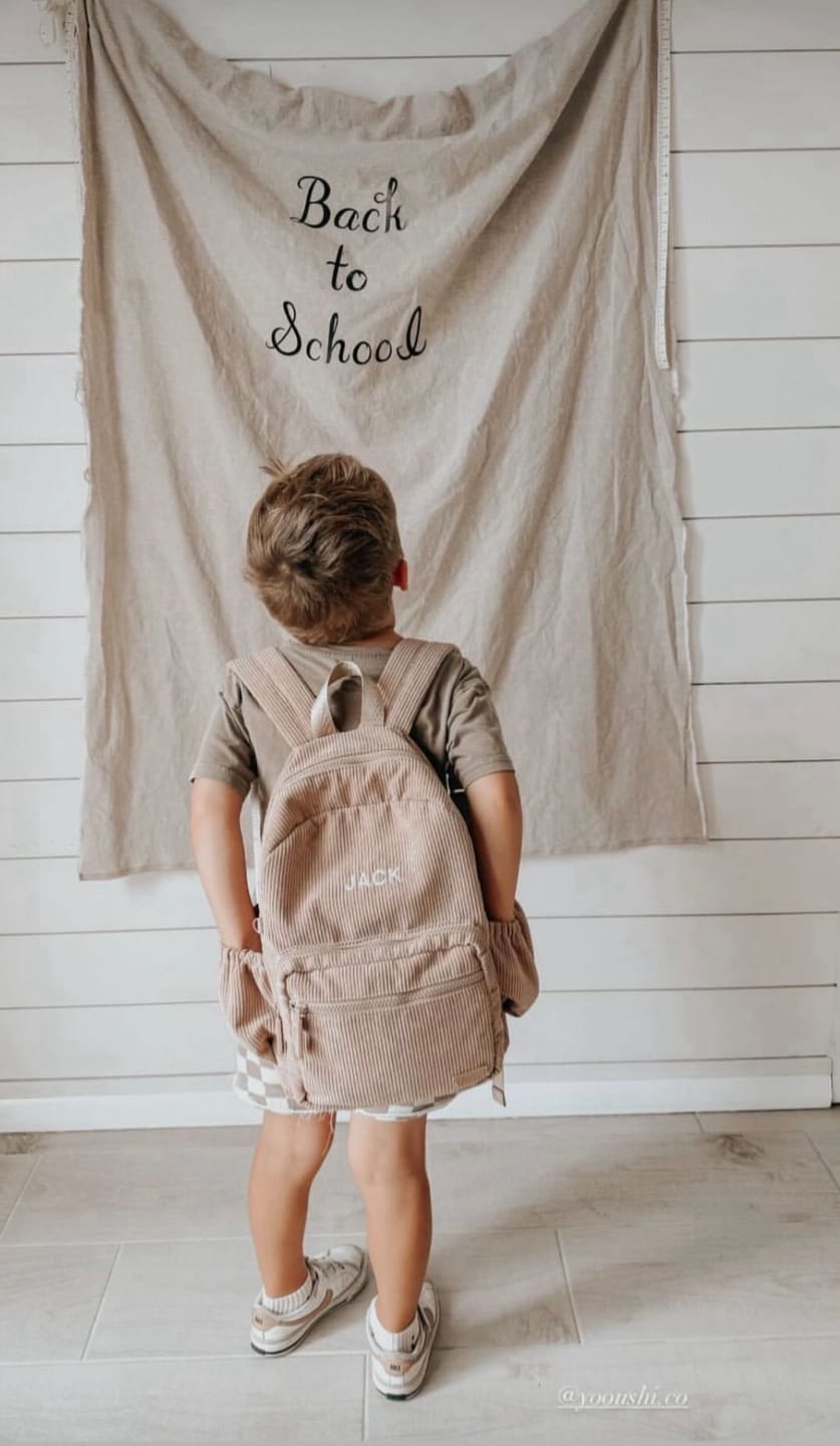 Customer photo review of Yooushi® Corduroy Backpack – Iced Latte