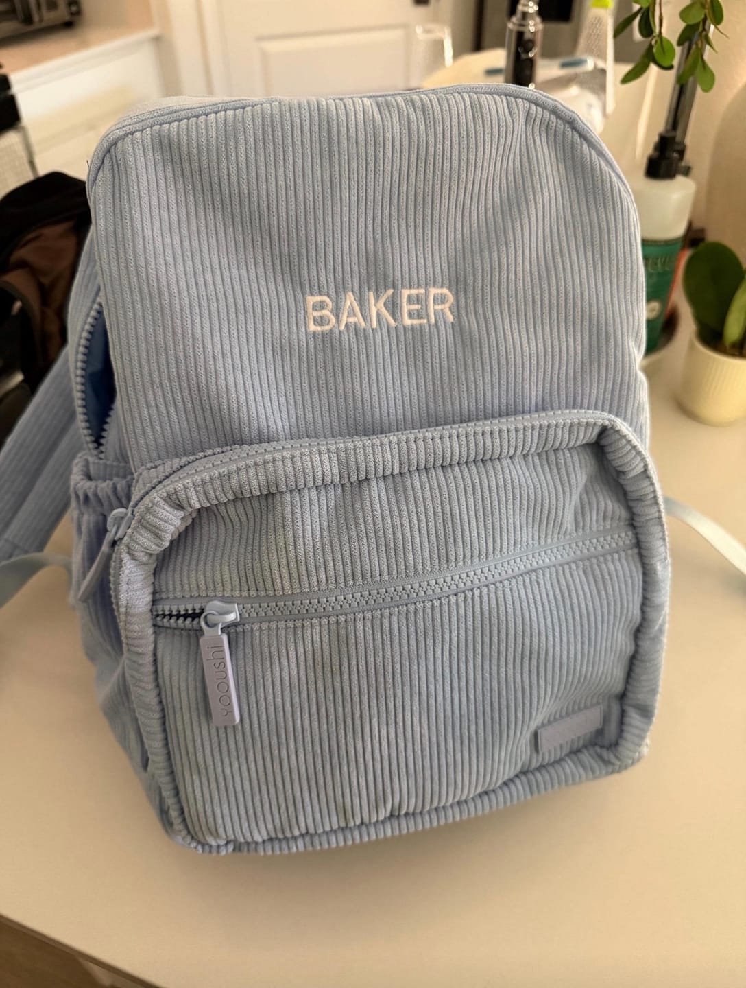 Customer photo review of Yooushi® Corduroy Backpack – Sky Blue