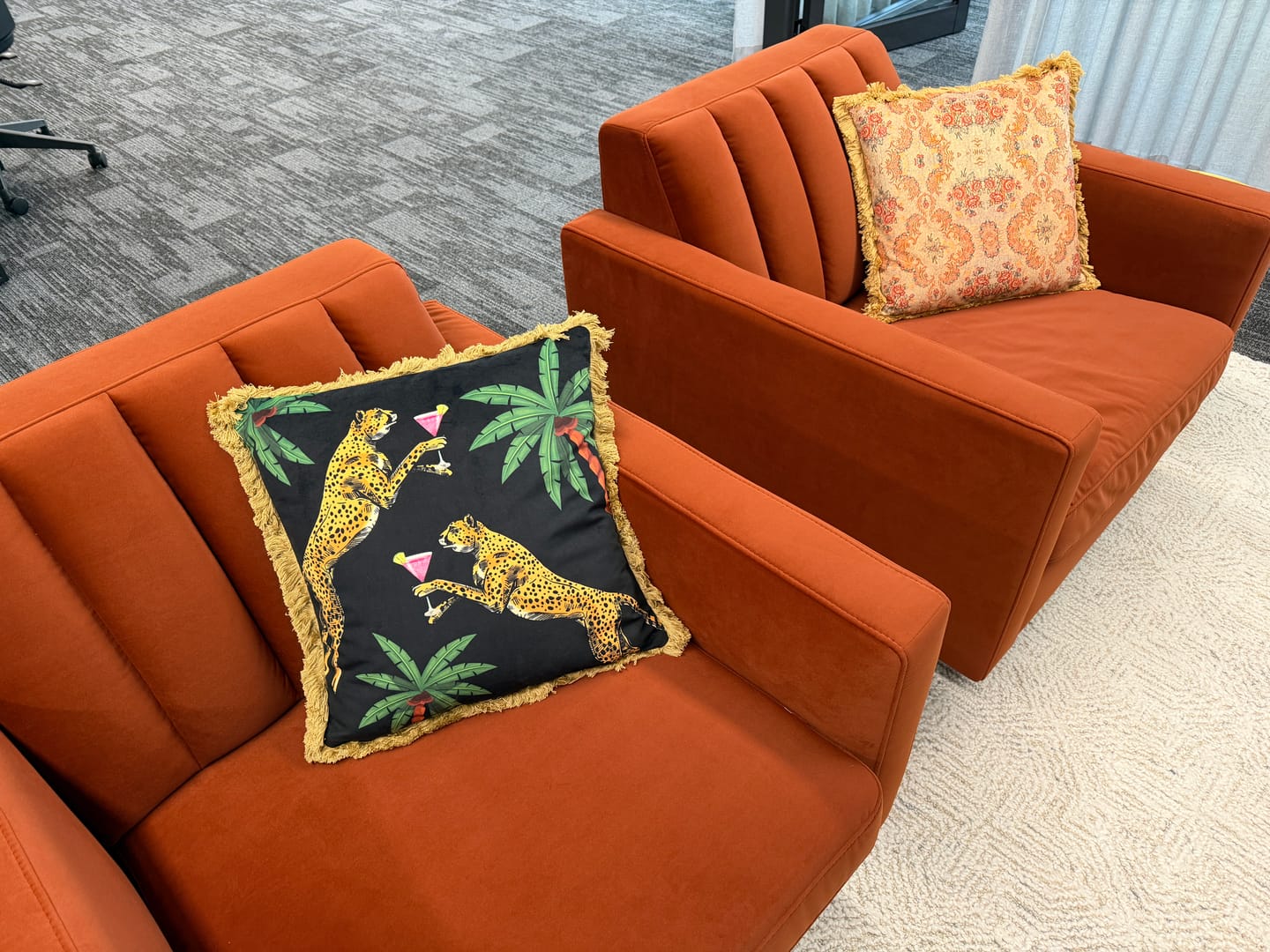 Customer photo review of Queen K Cocktail Cheetah Decorative Cushion with Fringe