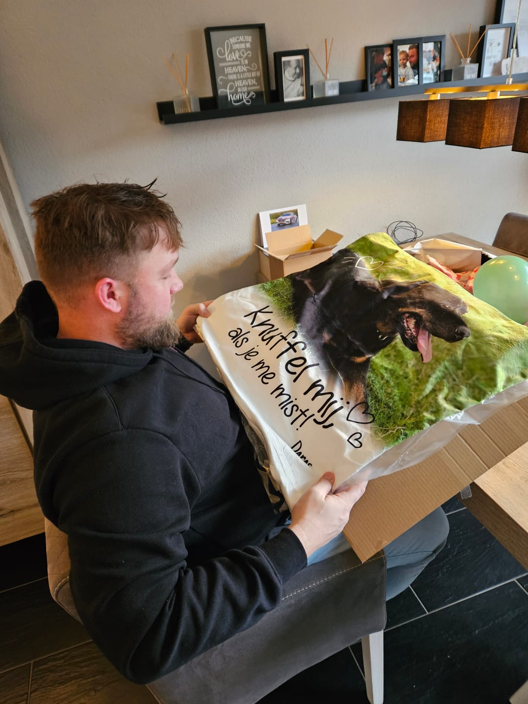Customer photo review of Knuffel mij als je me mist - Gepersonaliseerde kussen
