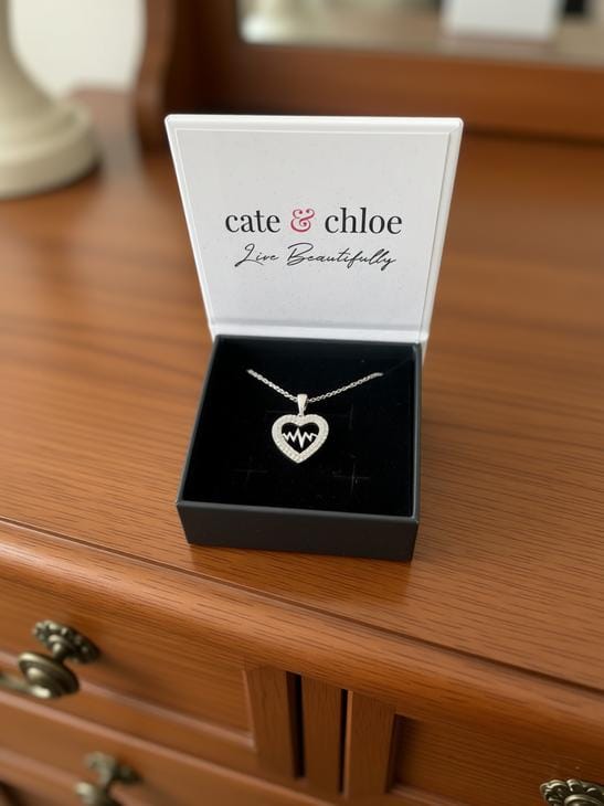 Customer photo review of Molly 18k White Gold Plated Heart Necklace with Swarovski Crystals