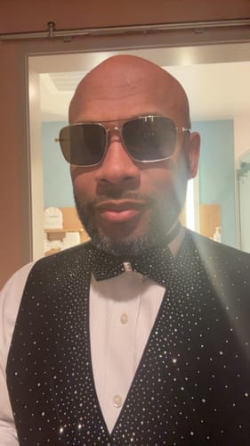 Customer photo review of Ties2you Mens Shawl Collar Dress Vest Gold Paisley Suit Vest Tie Hanky Cufflinks Set