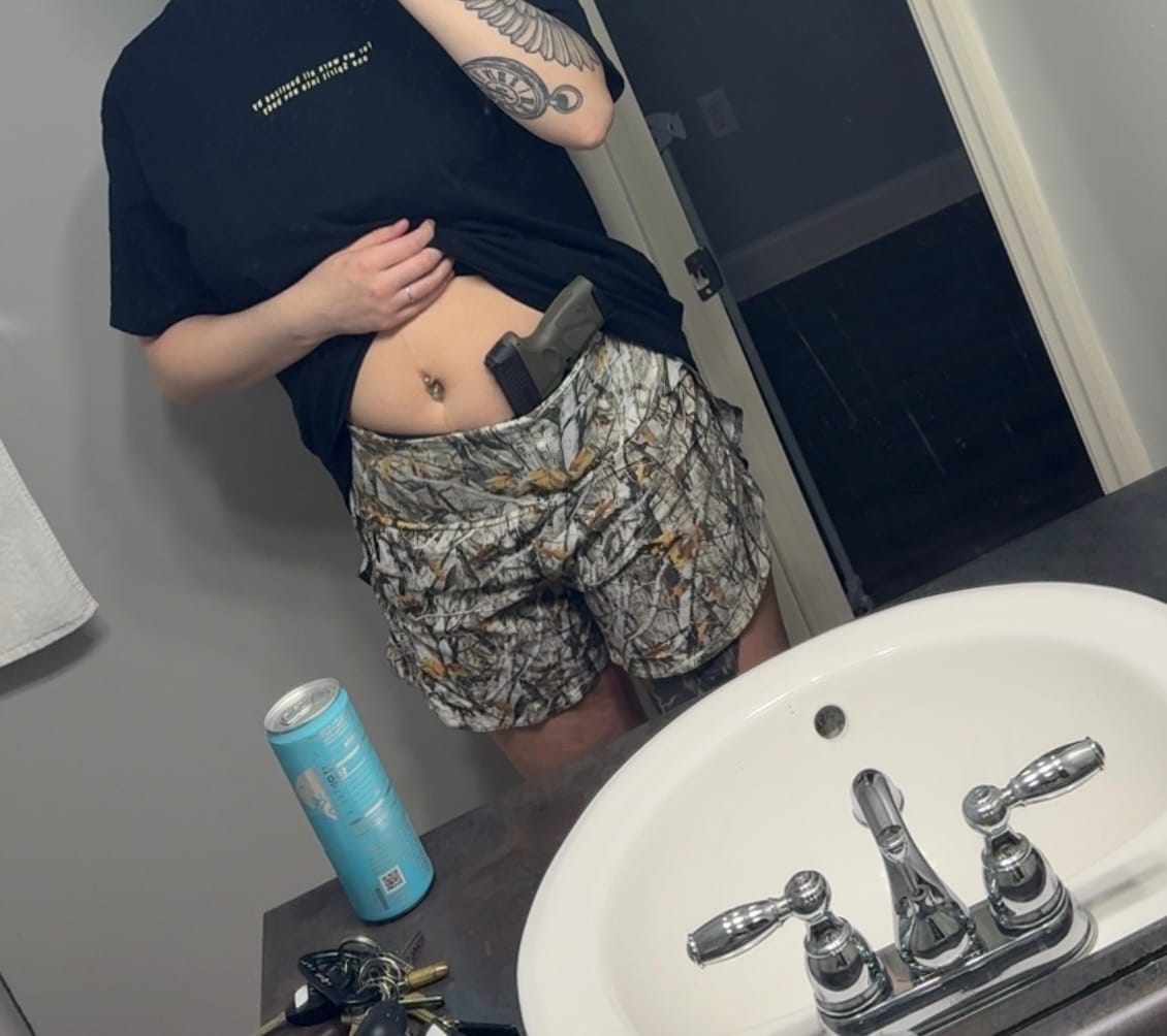 Customer photo review of Concealed Carry Running Shorts With Pockets | Tree Camo