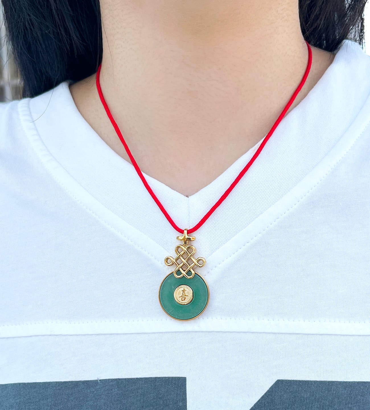 Customer photo review of Thread of Happiness Jade Necklace
