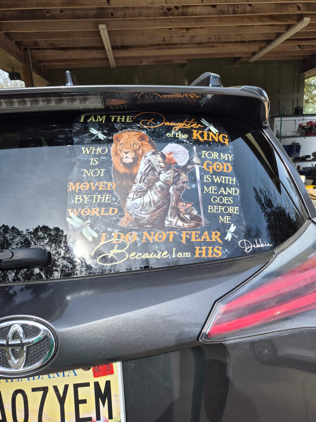 Customer photo review of Personalized Woman Warrior Of God I Am The Daughter Of The King Do Not Fear Because I Am His Sticker Decal