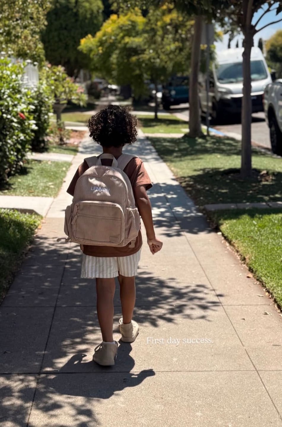 Customer photo review of Yooushi® Corduroy Backpack – Iced Latte