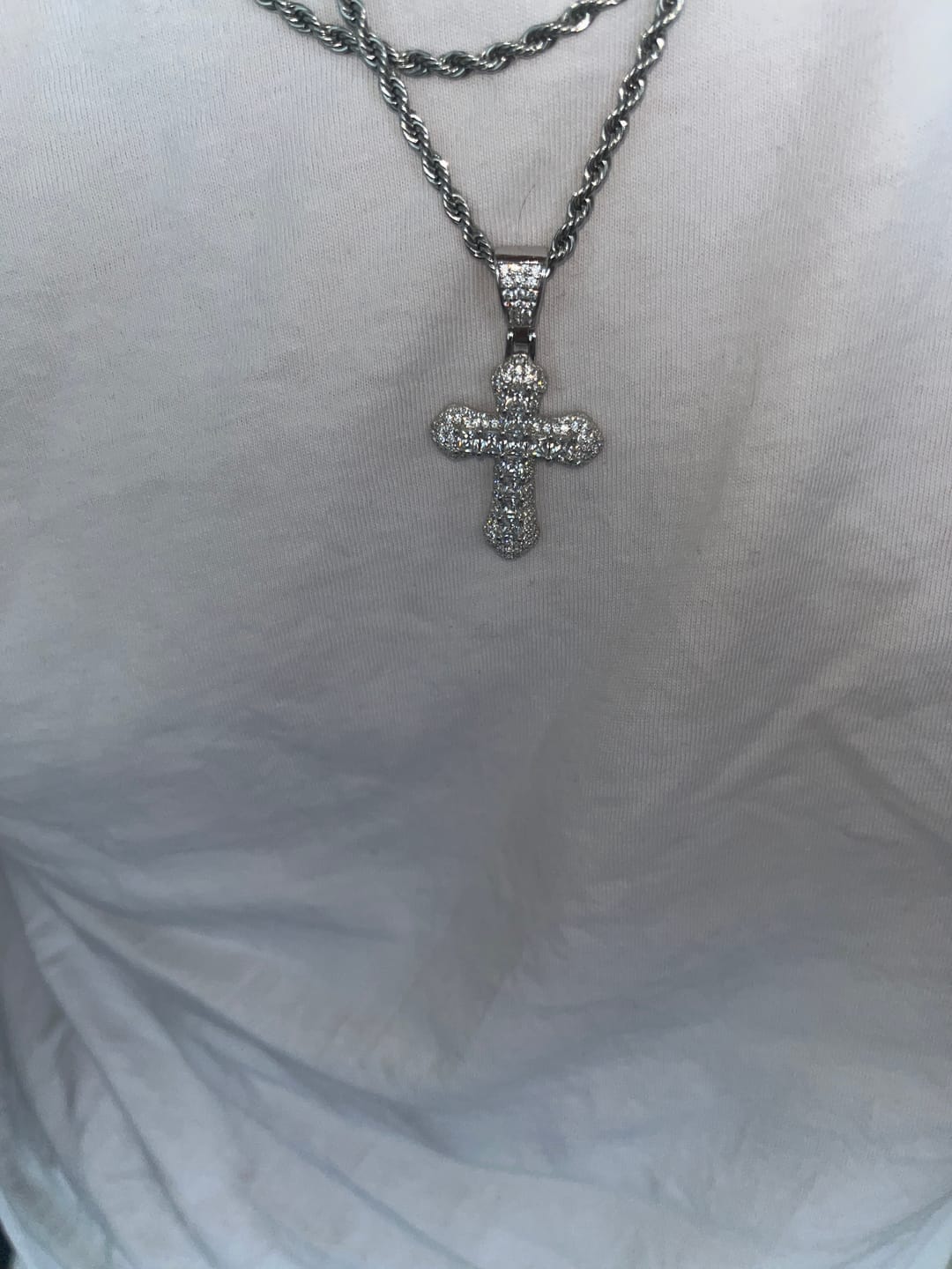 Customer photo review of FROSTY CROSS PENDANT.