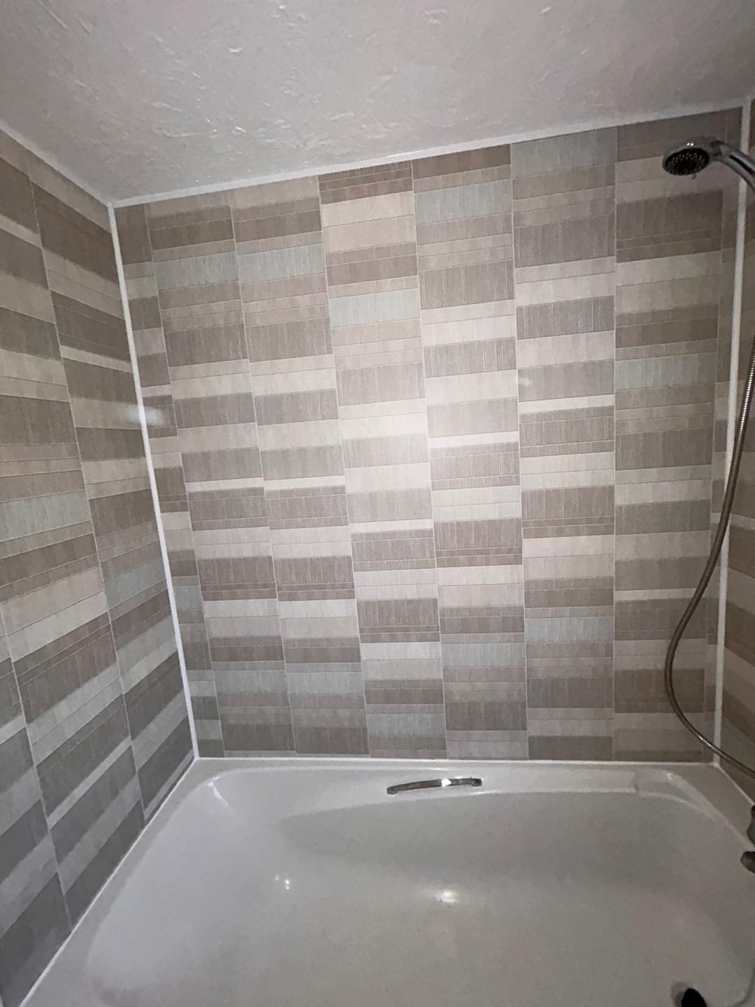 Customer photo review of 8mm Light Grey Mosaic Bathroom Wall Panel 2.6M
