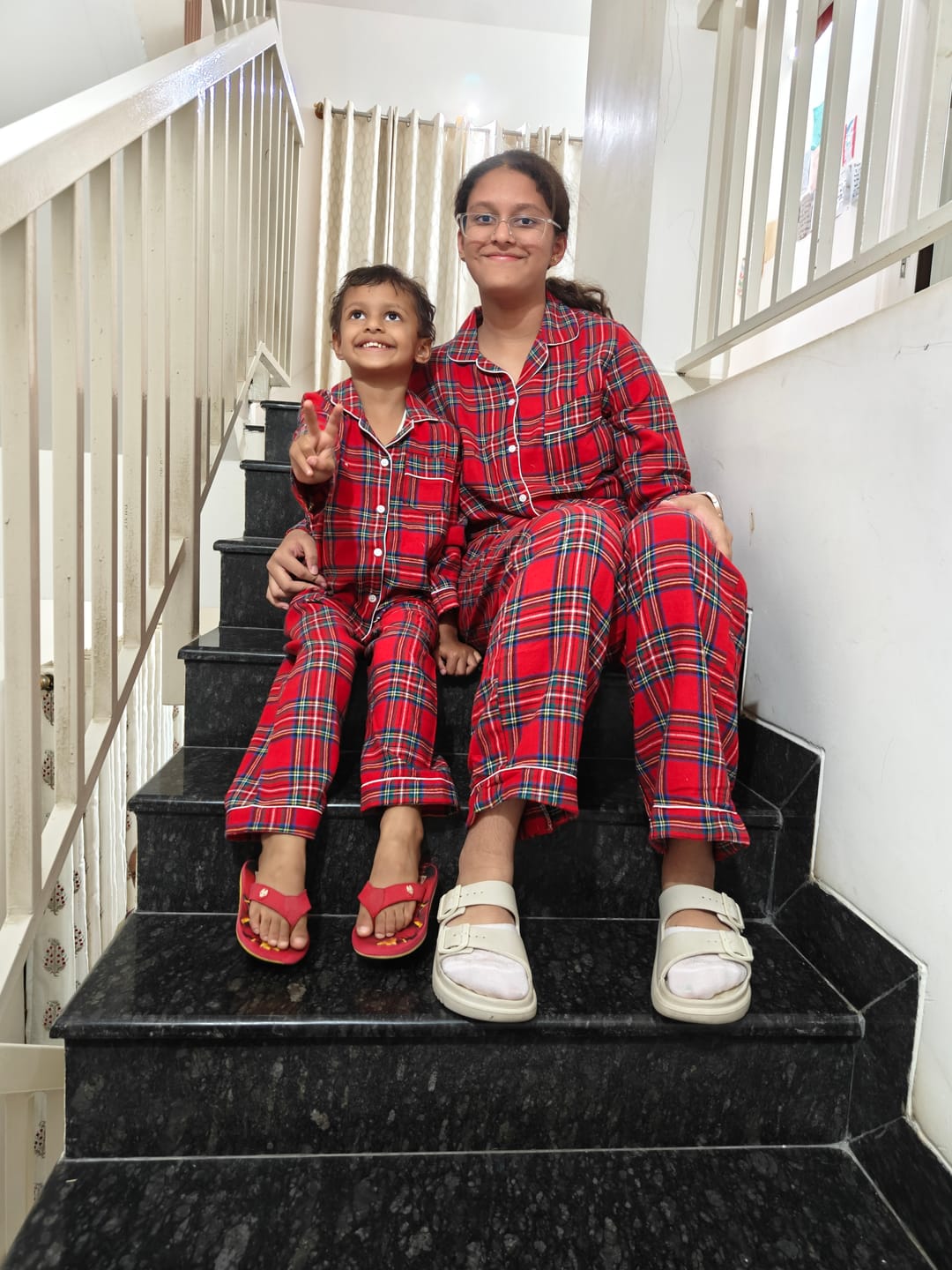 Customer photo review of Red Flannel Night Suit