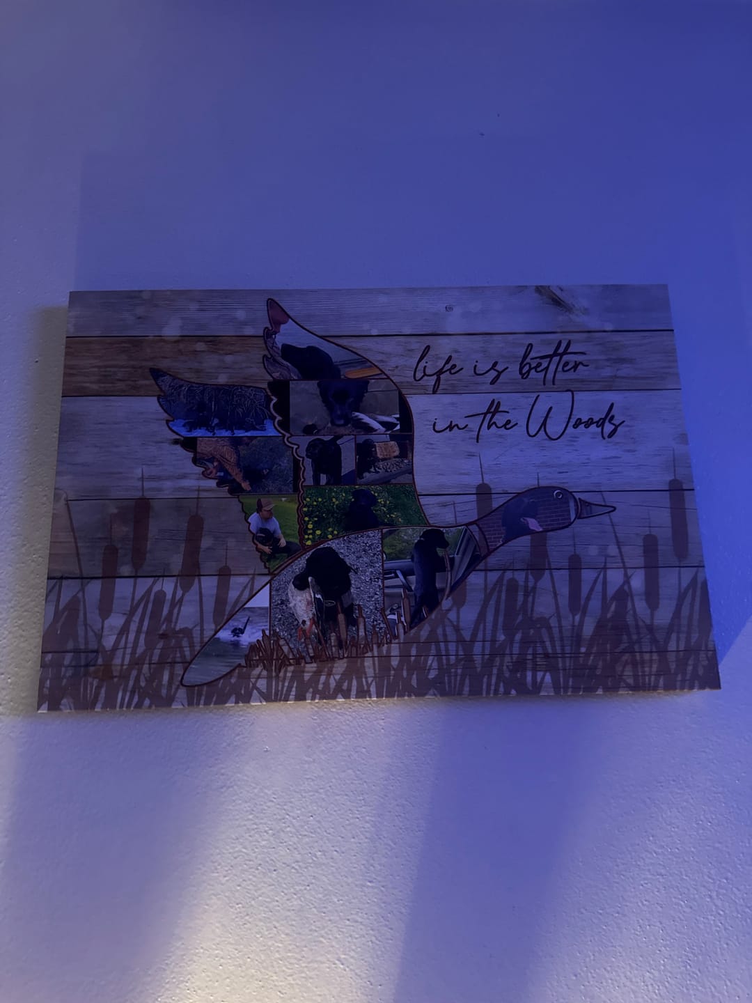 Customer photo review of Custom Photo Duck Hunting Collage Canvas, Rustic Wood Look, Personalized Waterfowl Hunter Gift Wall Art