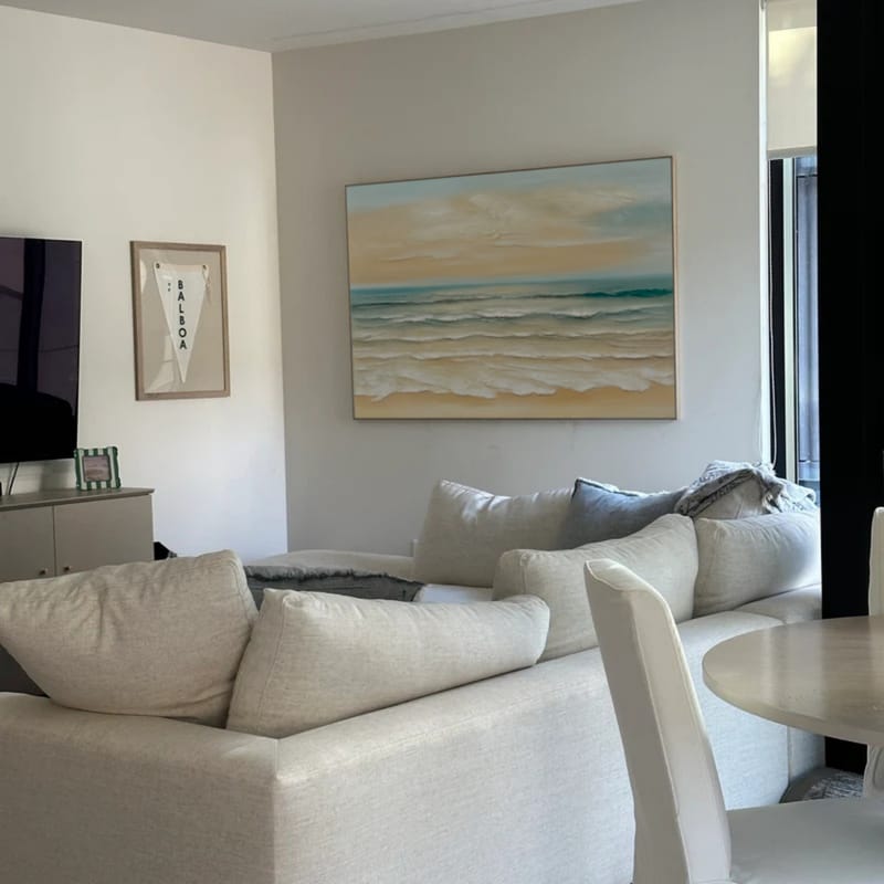 Customer photo review of Colorful Abstract Ocean and Sky Textured Canvas Art #OC008