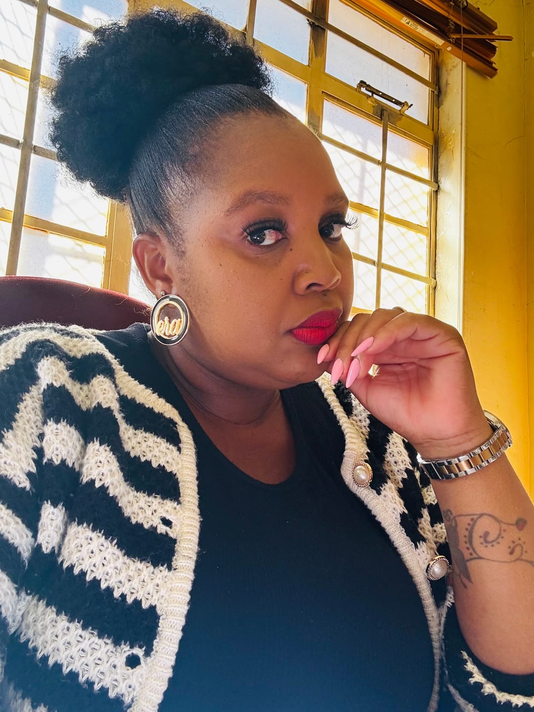 Customer photo review of Silver Diva Earrings