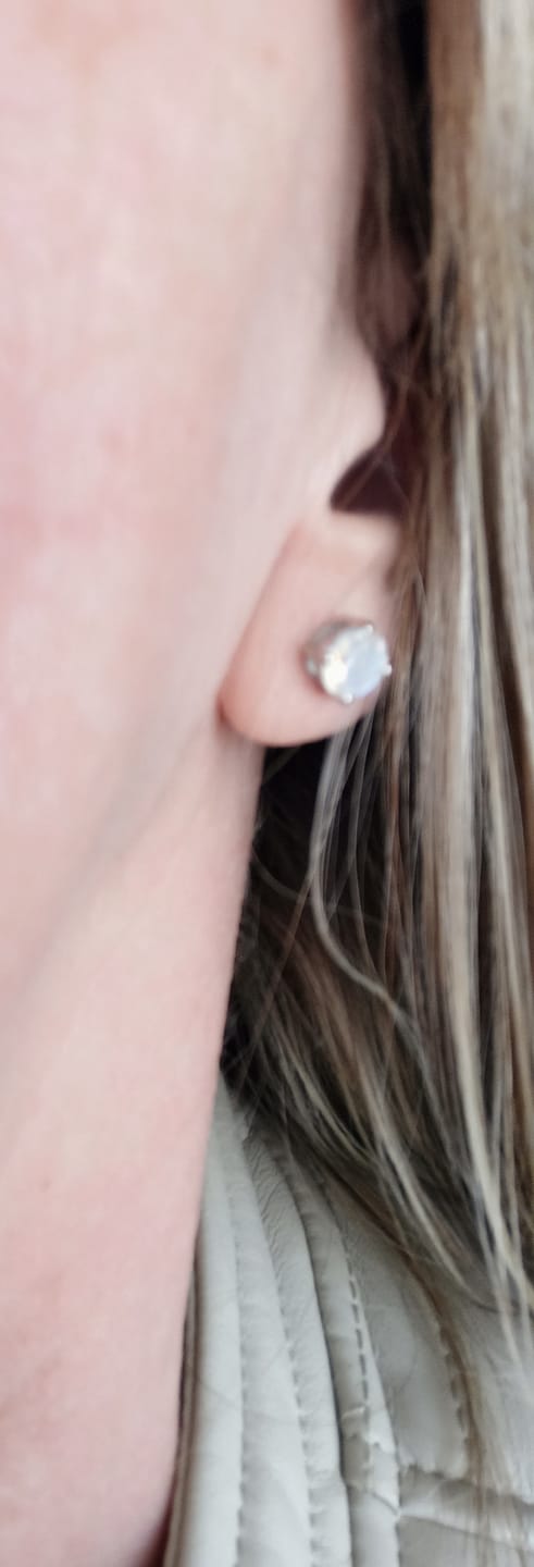 Customer photo review of Moonstone round stud earrings