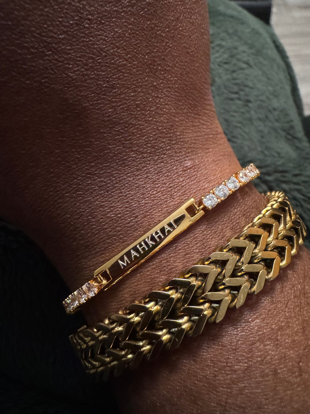 Customer photo review of Personalised Tennis Bracelet Gold