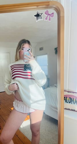 Customer photo review of Crystal Cream Polka Dot Ruffles Peplum Skirted Low Rise Bikini Bottom