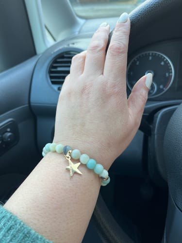 Customer photo review of »Ich glaube an mich« Blockadenlöser-Armband aus echten Amazonitperlen inkl. abgebrochenem Stern