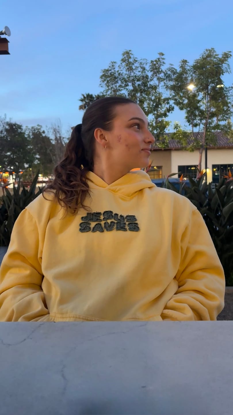 Customer photo review of Jesus Saves Patchwork Hoodie